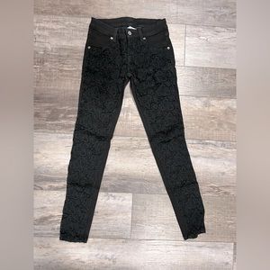 NWT LF Carmar 25 XS Black Floral Lace Skinny Jeans